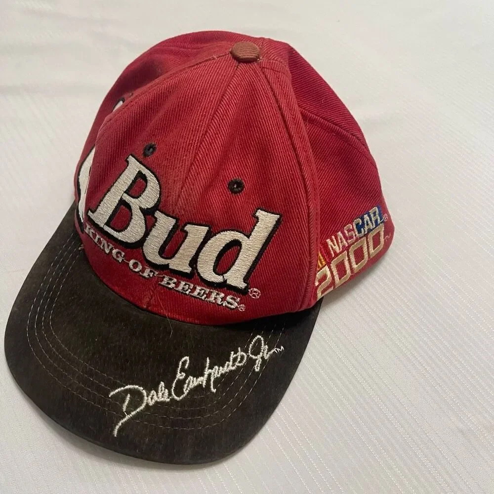 Vintage 90s Nascar Racing Dale Earndthart Jr. Budweiser Snapback Hat Cap USA